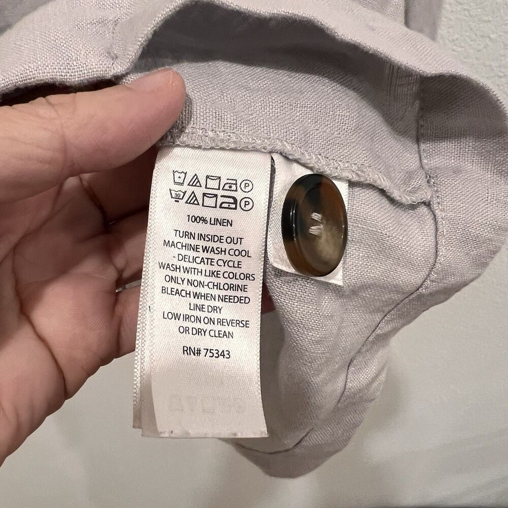 Tahari 100% Linen Unstructured Button Front Women… - image 3